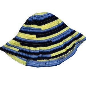 Hat MIMCO  blue yellow stripes bucket fabric NEW